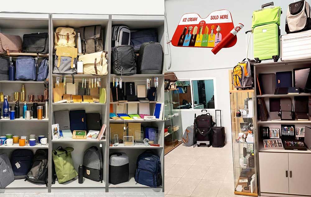 Exposición de artículos promocionales Evacolor Madrid