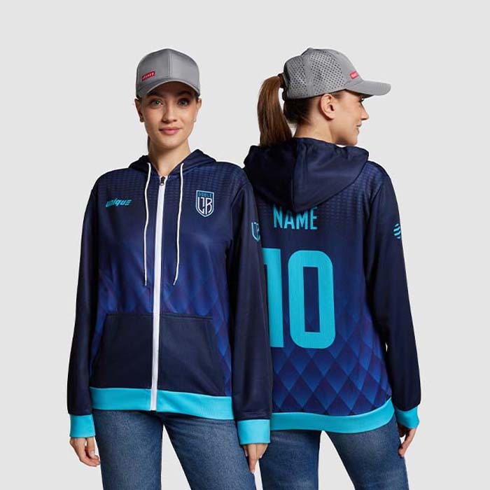 Pull à capuche sublimé avec fermeture éclair