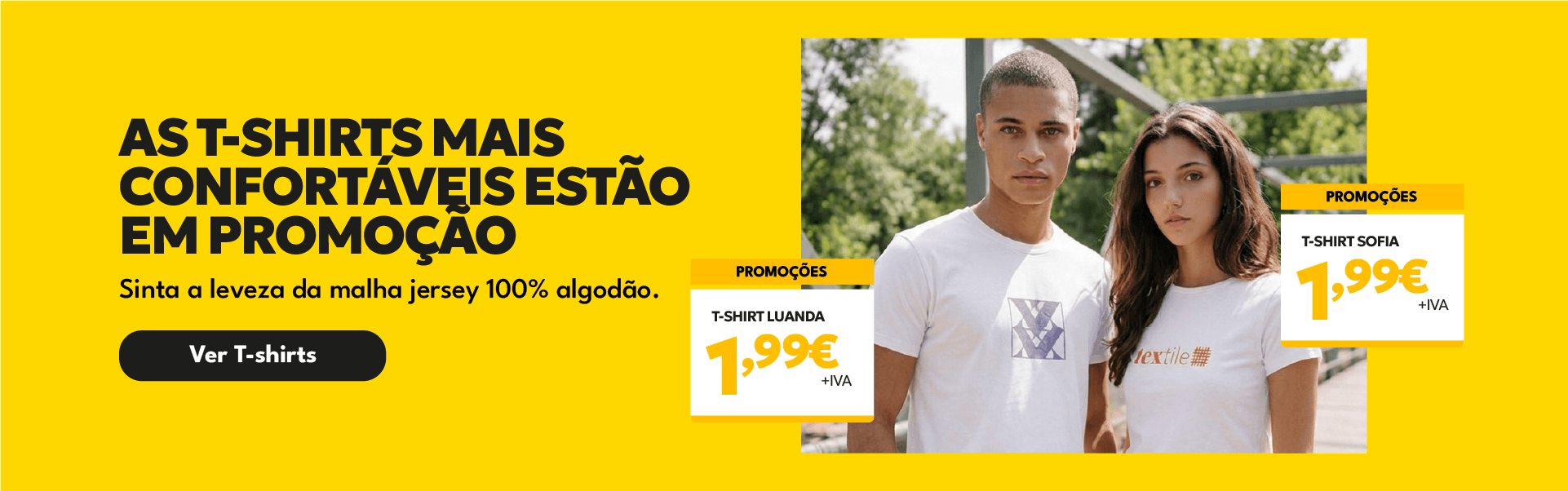 As T-shirts mais confortáveis estão em promoção. Sinta a leveza da malha jersey 100% algodão